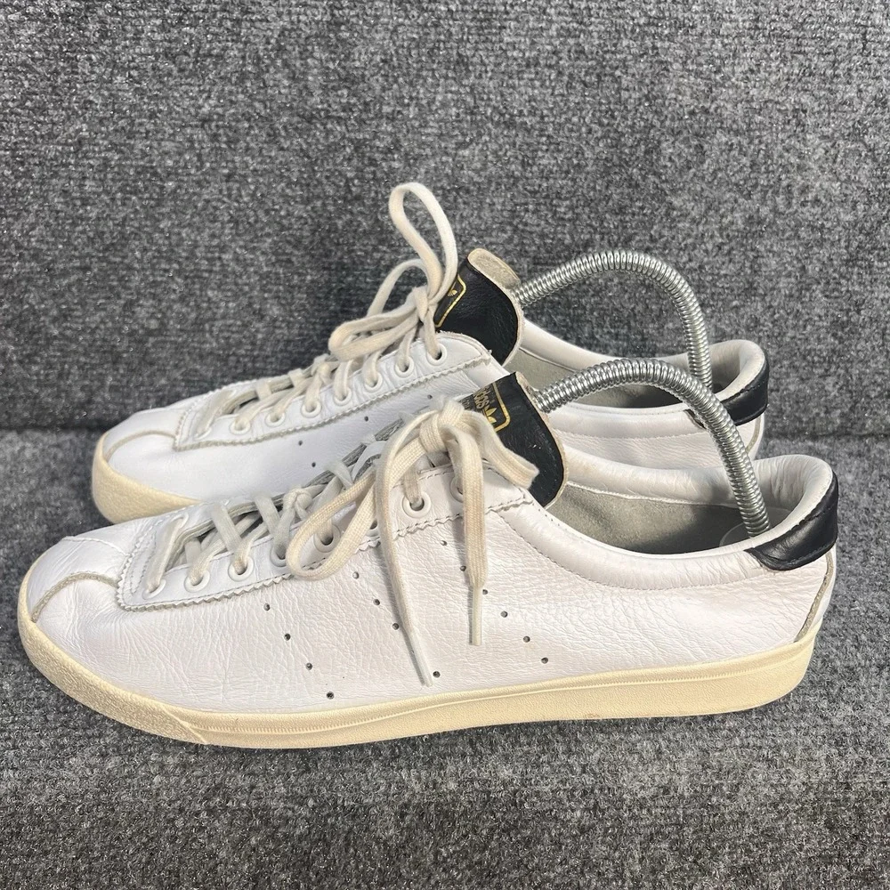 Adidas Lacombe Mens 10 White Black Leather Low Top Sneakers/Trainers DB3013 9/18